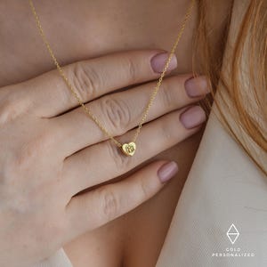 14k Gold Tiny İnitial Necklace-Heart Necklace-Monogram Necklace-Customized Necklace-Personalized Jewelry-Letter Necklace-JX25