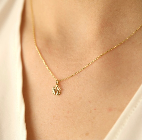 Solid gold hotsell monogram necklace
