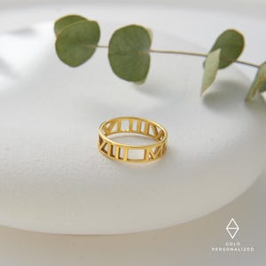 Custom Roman Numeral Ring,Personalized Numeral Jewelry,Data Ring,Anniversary Ring,Engagement Ring,JX10