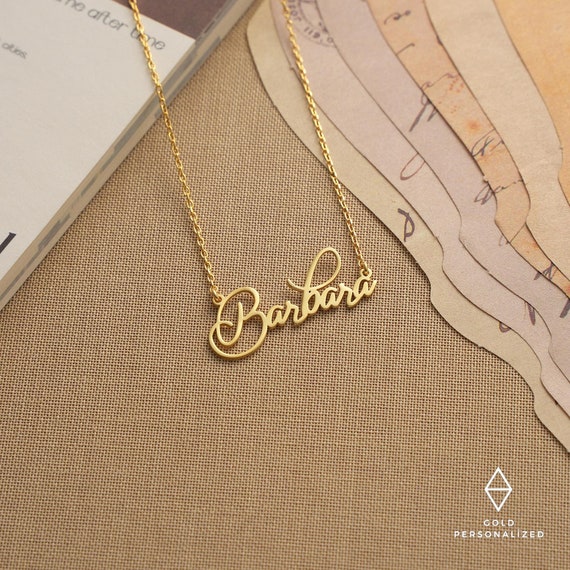 14k Solid Gold Name Necklace- Name Necklace-gold Necklace