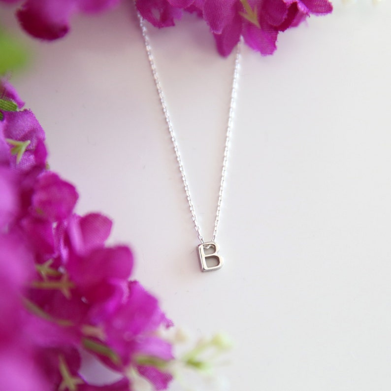 Sterling Silver Initial Necklace,Initial Necklace,Personalized Initial Jewelry,Custom Letter Necklace,Mothers Day Gifts,JX34 image 3