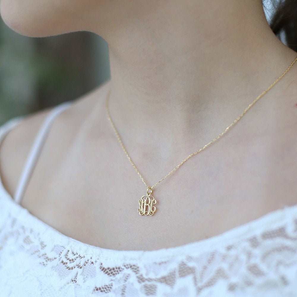 Tiny monogram deals necklace