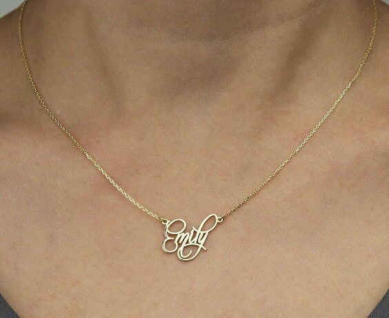 Name Necklace-Gold Necklace-Customized Jewelry-Bridesmaid Gift-Person…