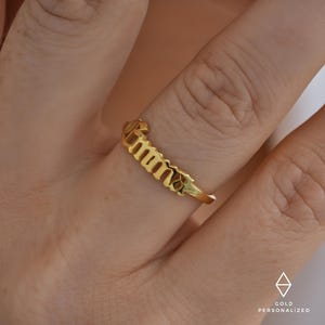 Gothic Name Ring,Personalized Old English Name Ring,Sterling Silver Custom Name Ring,JX09