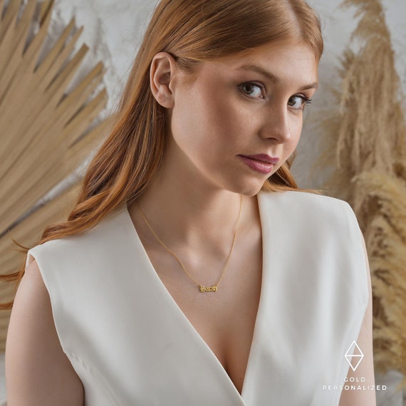 14k Gold Tiny Name Necklace-Gold Name Necklace-Personalized Jewelry-Name  Jewelry-Gift•Bridesmaids Jewelry-Bridesmaid Gift-JX15