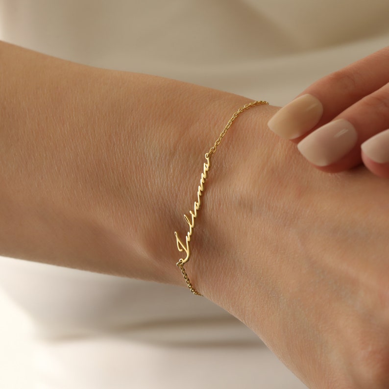Dainty Name Bracelet,Personalized Bracelet,Custom Chain Bracelet, Custom Word Bracelet Personalized Gifts Silver Gold,Rose Gold, JX100 image 2