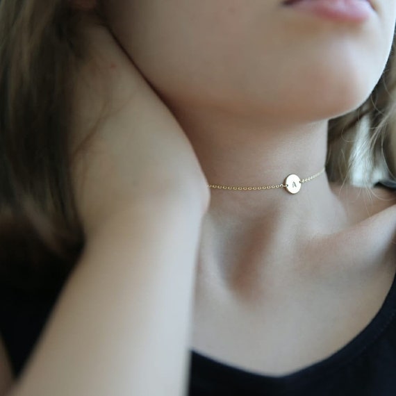 Choker Initial Necklace-gold Choker 