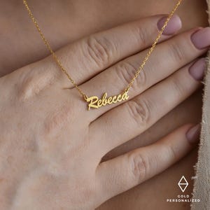 Petit collier prénom en or massif 14 carats, collier personnalisé, bijoux personnalisés, collier prénom personnalisé-JX05