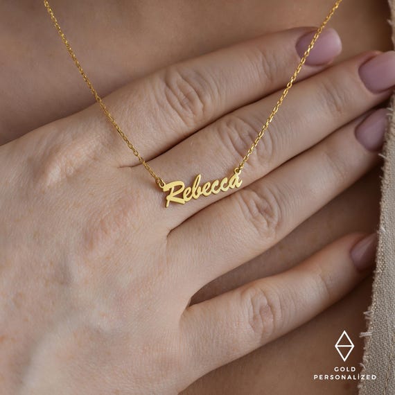 14k Solid Gold Tiny Name Necklace, Personalized Necklace, Personalized  Jewelry,Custom Name Necklace-JX05 - Main Image