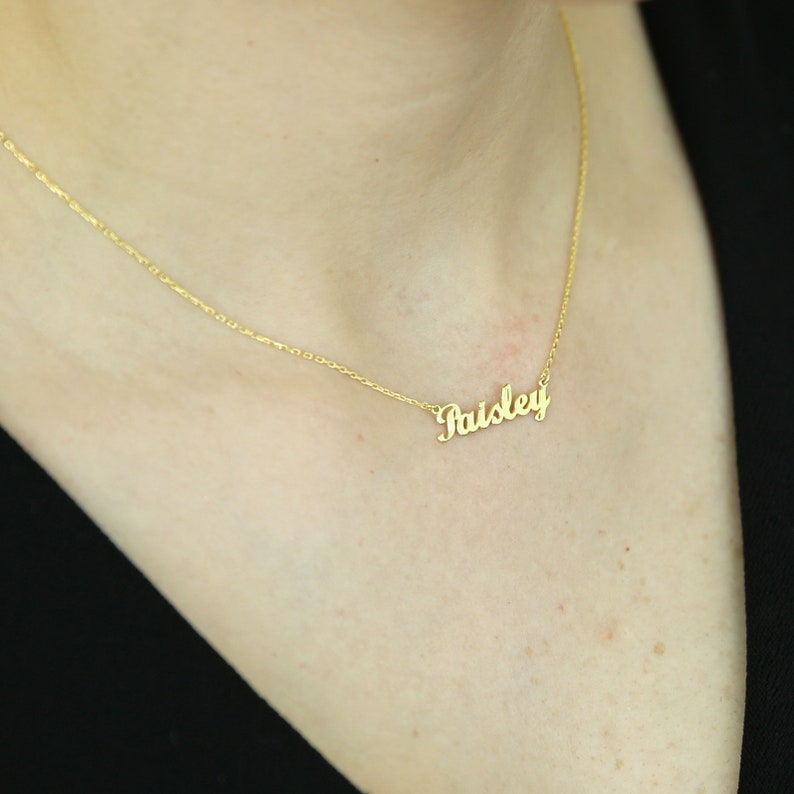 14k Gold Name Necklace, Dainty Necklace, Personalized Gifts,Personalized Necklace-Gift For Her-JX02 image 8