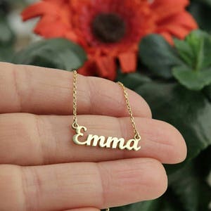 14K SOLID YELLOW GOLD INITIAL NECKLACE, DAINTY LETTER M NECKLACE