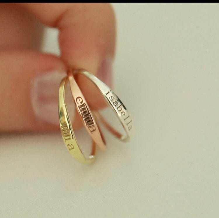 Stackable Name Ring,Personalized Stacking Ring,Custom Name Ring in St…