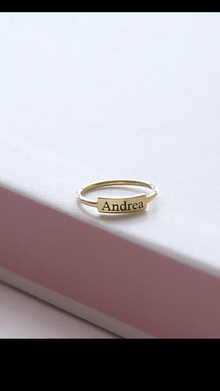 14k Gold Bar Ringgold Bar Ringpersonalized Etsy