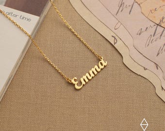 14k Solid Gold Name Necklace-Customized Jewelry-Gift For Her-Initial Necklace-Gold  Necklace-Personalized Necklace-JX11