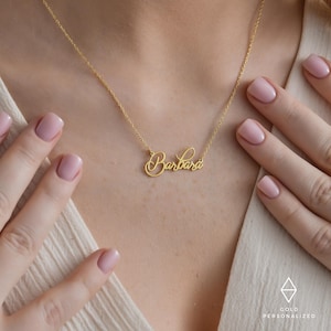 14k Solid Gold Name Necklace-Personalized Name Necklace-Gift For Her-Name Jewelry-Name Plate Necklace-Initial Necklace-JX11