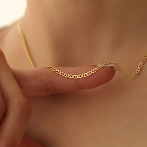 14K Gold Chain Necklace,Everyday Necklace,Layering Chain,Dainty Chain Necklace,Chain Necklace,JX103 image 1