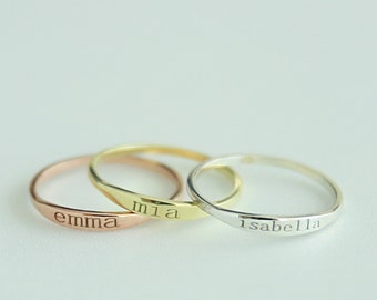 14k Gold Custom Name Ring,Personalized Ring,Stacking Rings,Initial Ring,Dainty Ring,Bridesmaid Gift, Letter Ring-jX20