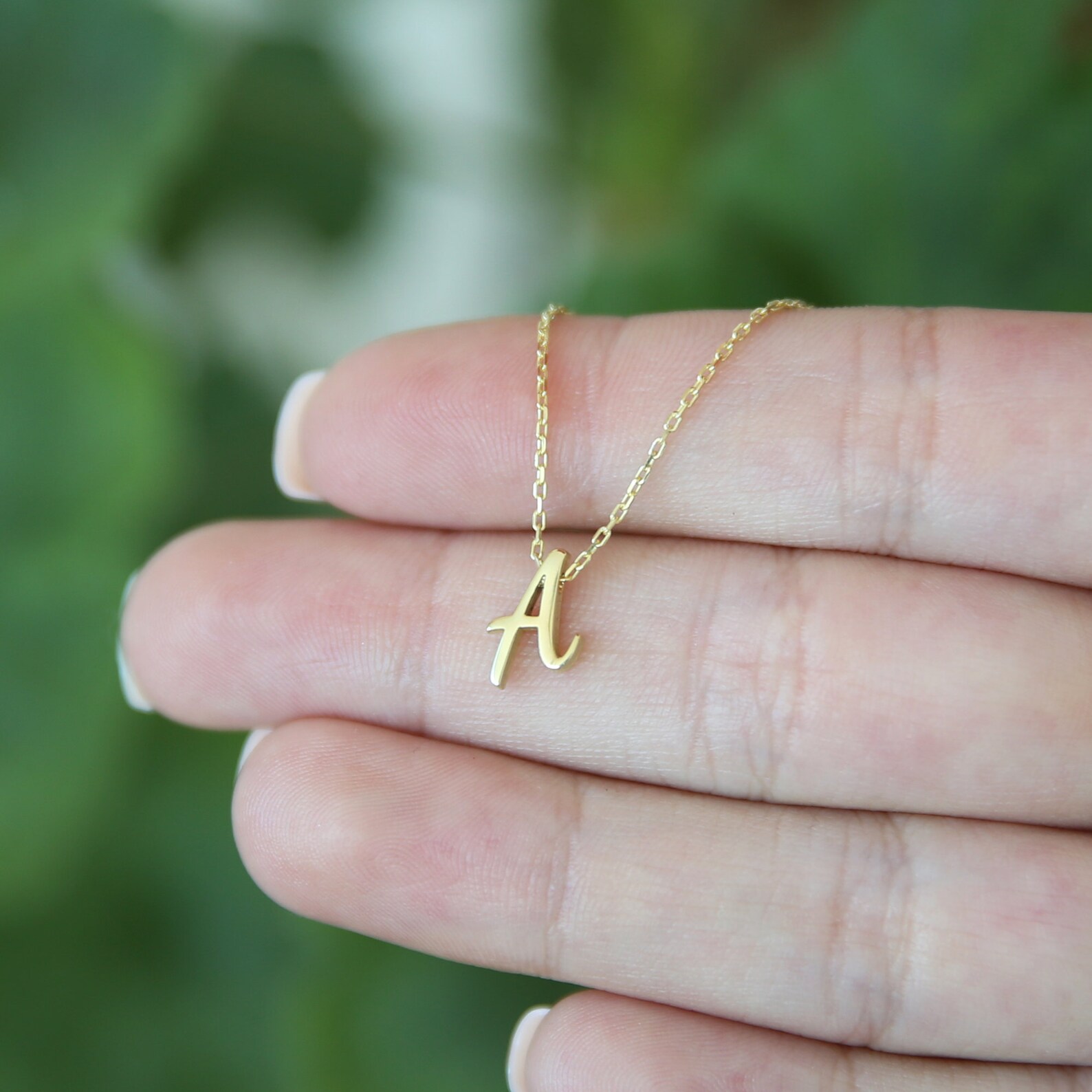 14k Gold Initial Necklacedainty Necklace Personalized Etsy