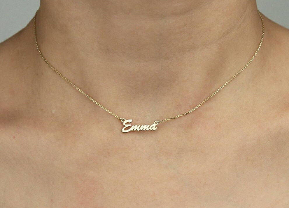 14K Solid Gold Choker Necklace name Necklace personalized Gift