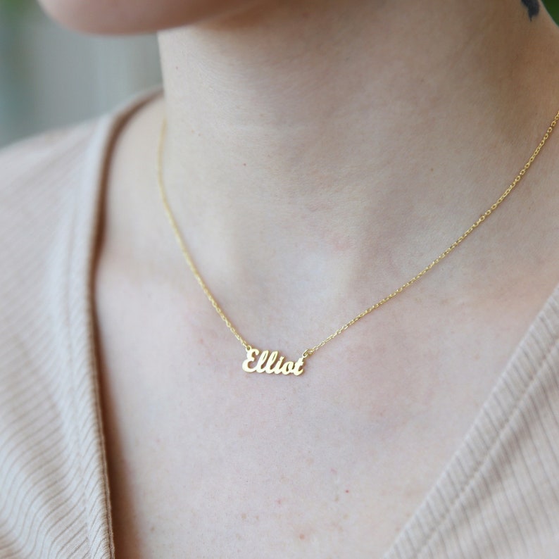 14k Gold Name Necklace, Dainty Necklace, Personalized Gifts,Personalized Necklace-Gift For Her-JX02 image 10