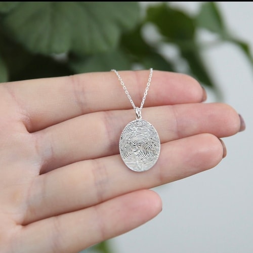 Silver Fingerprint Necklace,Gift For Her,Personalized Necklace,Fingerprint Jewelry,JX21