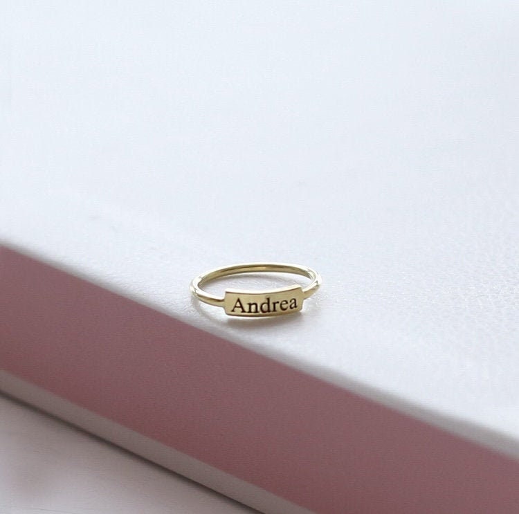14k Gold Bar Ringgold Bar Ringpersonalized Etsy