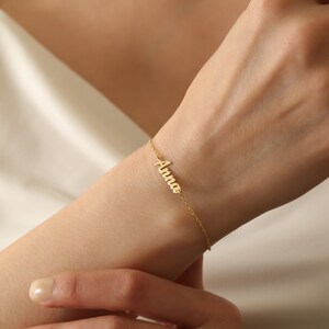 Dainty Custom Name Bracelet,Handmade Name Charm Jewelry,Delicate Stackable Bracelets,Gift for Mom,JX14 image 1
