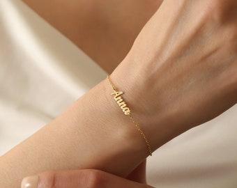 Dainty Custom Name Bracelet,Handmade Name Charm Jewelry,Delicate Stackable Bracelets,Gift for Mom,JX14