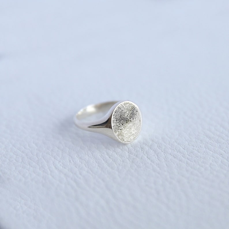 Sterling Silver Fingerprint Ring,Custom Fingerprint Jewelry,Personalized Ring,Memorial Ring,Gift For Her,JX21 image 1