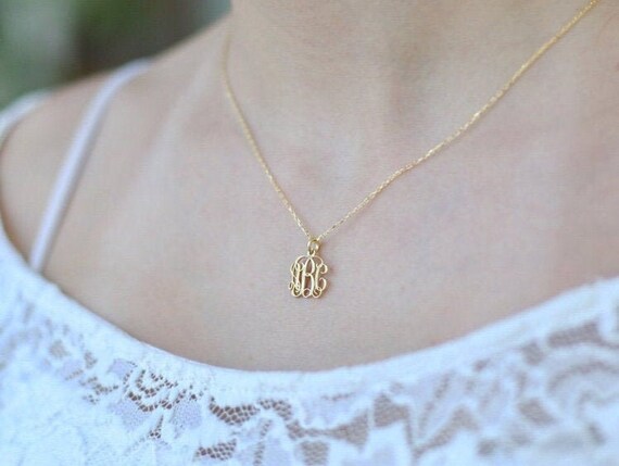 14k gold monogram deals necklace