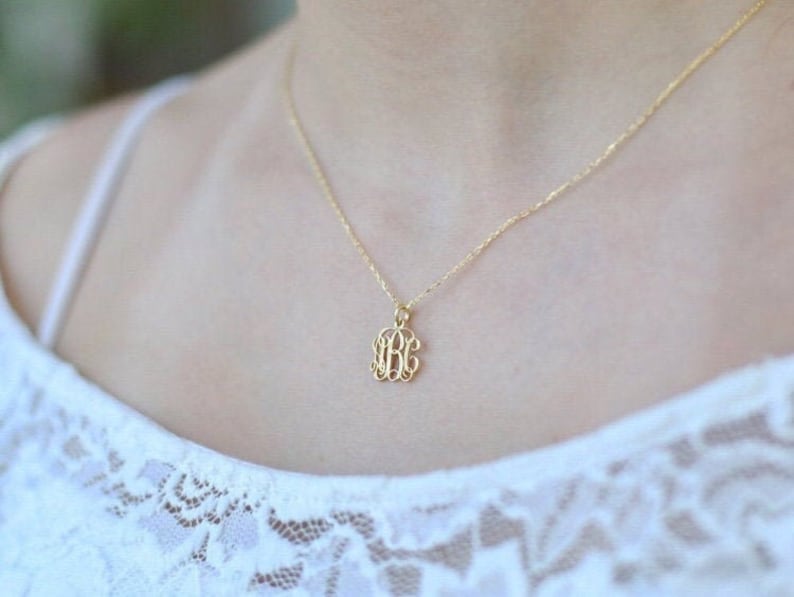 14k Gold Dainty Monogram Necklace-İnitial Necklace-Personalized Necklace-Personalized Jewelry-Letter Necklace-JX04 