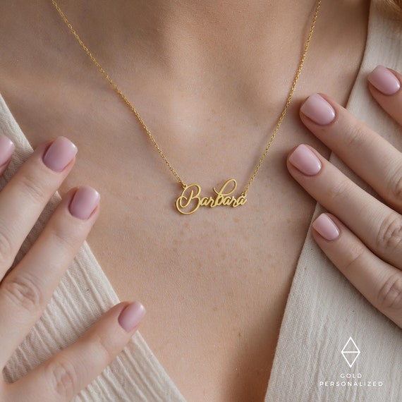 14k Gold Child Name Necklace-Personalized Necklace in Sterling Silver,Gold  and Rose Gold-Baby Necklace-Kids Necklace-JX12