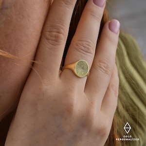 Fingerprint  Signet Ring,Handmade Personalized Jewelry, Statement Ring,Personalized Ring, Memorial Gift,JX21