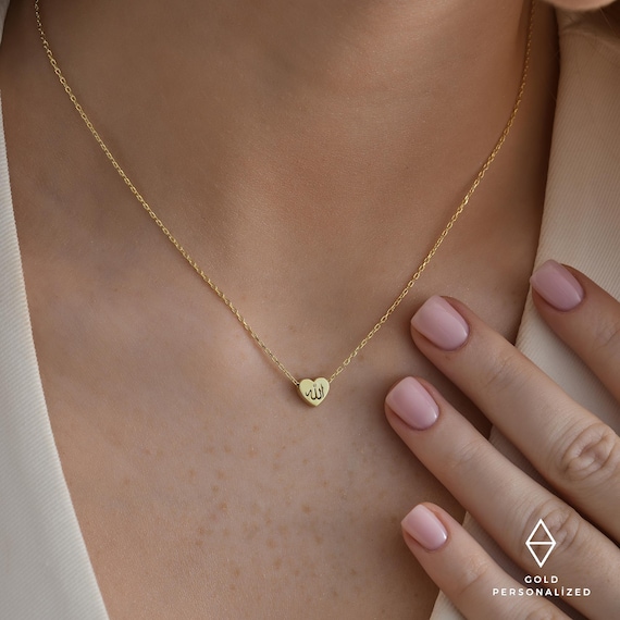 14k Gold Tiny Allah Necklace-gold Necklace-islamic Art-calligraphy