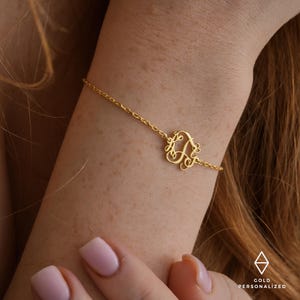 14k Gold Initial Bracelet-Letter Bracelet-Monogram Bracelet-Bridesmaid Gift-Personalized Bracelet-Personalized Jewelry-Gift For Her-JX14