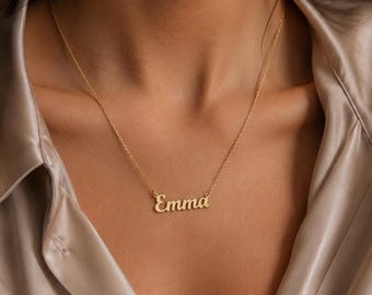 14k Gold Name Necklace, Dainty Necklace, Personalized Gifts,Personalized Necklace-Gift For Her-JX02