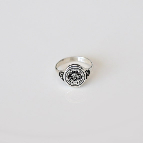 College Emblem Signet Ring,personalized Ring, Engraved Class Ring