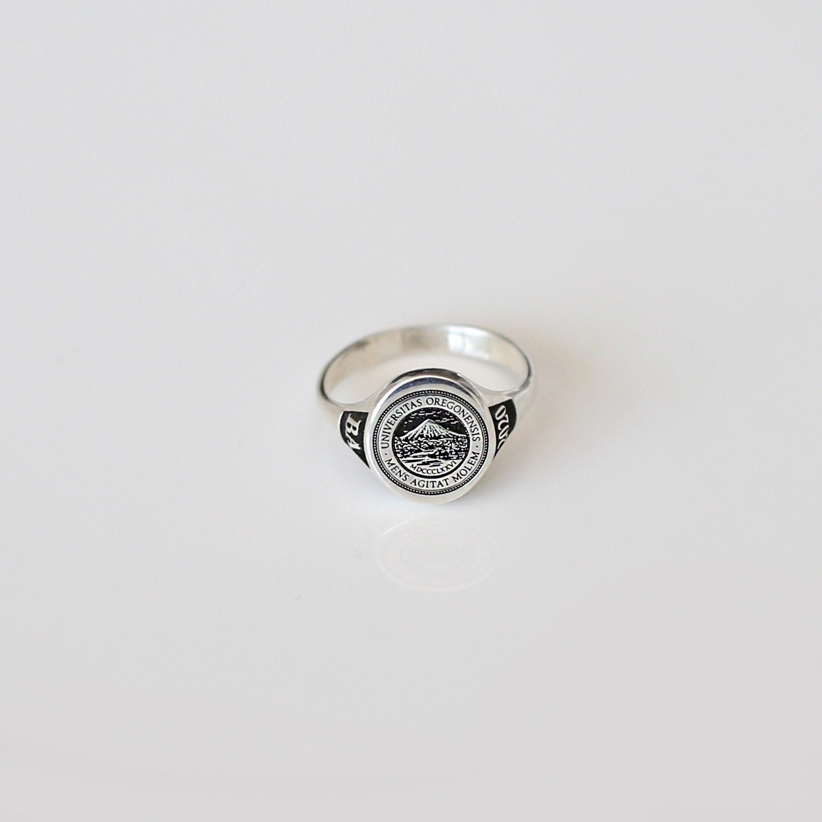 College Emblem Signet Ring,personalized Ring, Engraved Class