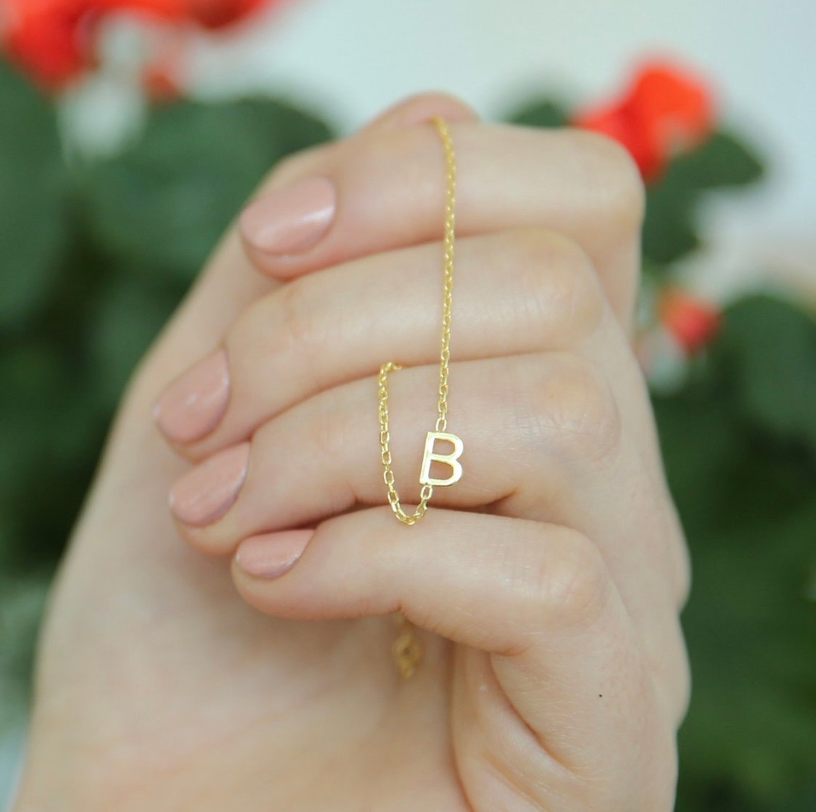 14k Solid Gold Initial Bracelet Personalized Braceletinitial Etsy