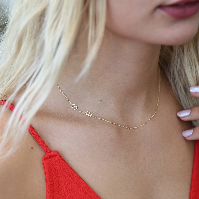 14k Solid Gold Initial Necklace,Initial Necklace, Personalized Gifts-Letter Necklace,Jx11 image 5