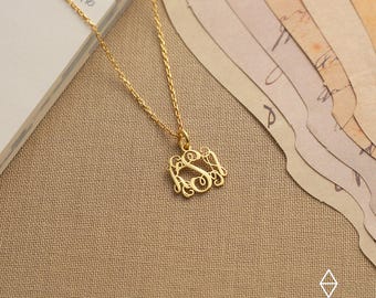 14k Gold Dainty Monogram Necklace-İnitial Necklace-Personalized Necklace-Personalized Jewelry-Letter Necklace-JX04