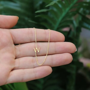 14k Solid Gold Initial Necklace,Initial Necklace, Personalized Gifts-Letter Necklace,Jx11 image 3