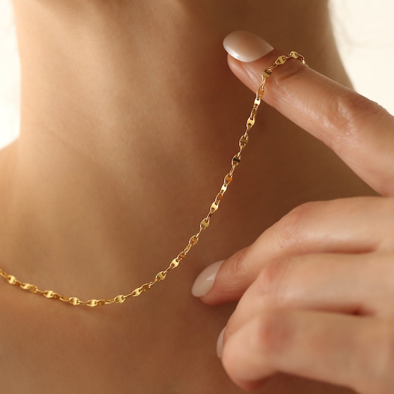 14k Gold Sparkle Chain Necklace, Chain Necklace in Gold Filled and