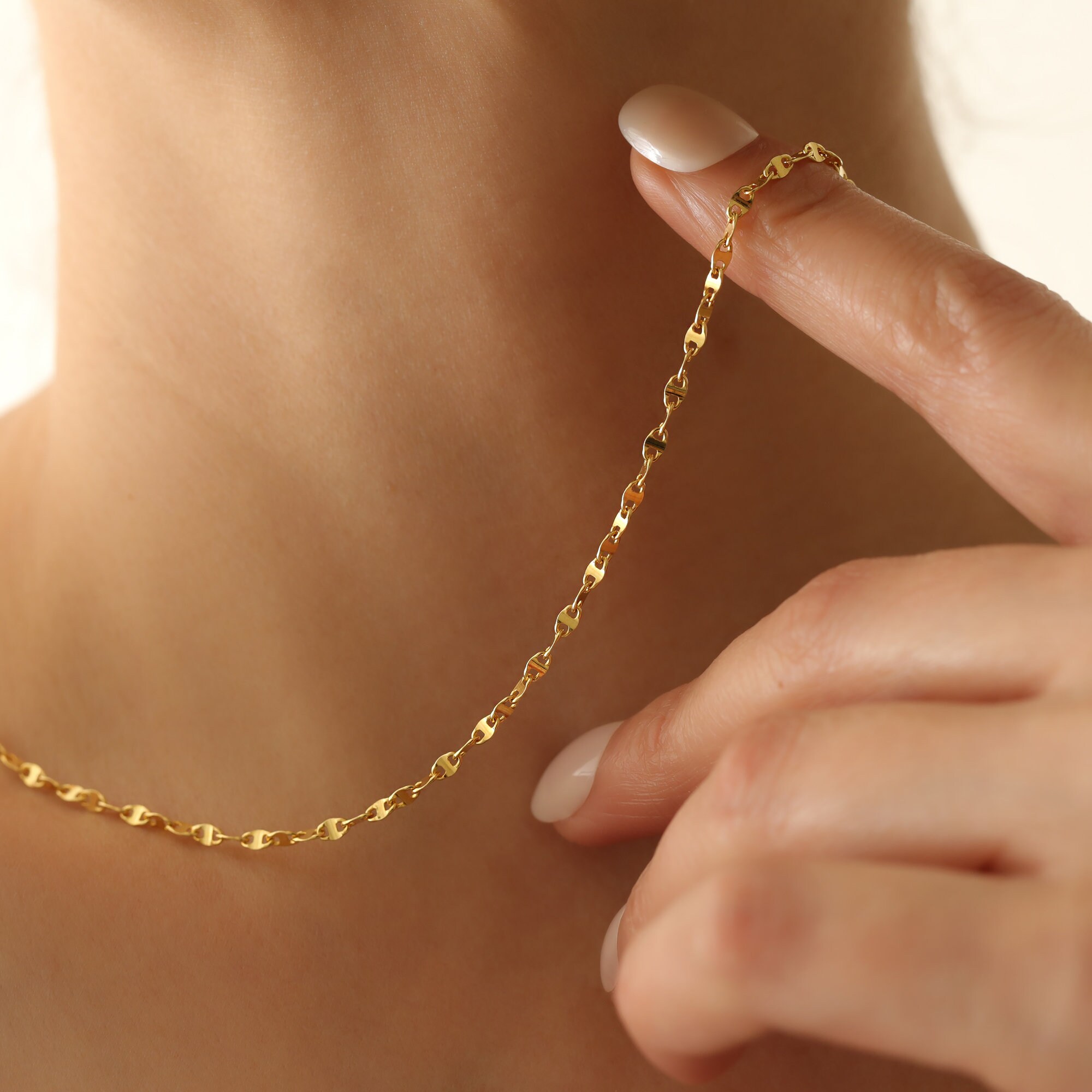 14k Gold Sparkle Chain Necklace, Chain Necklace in Gold