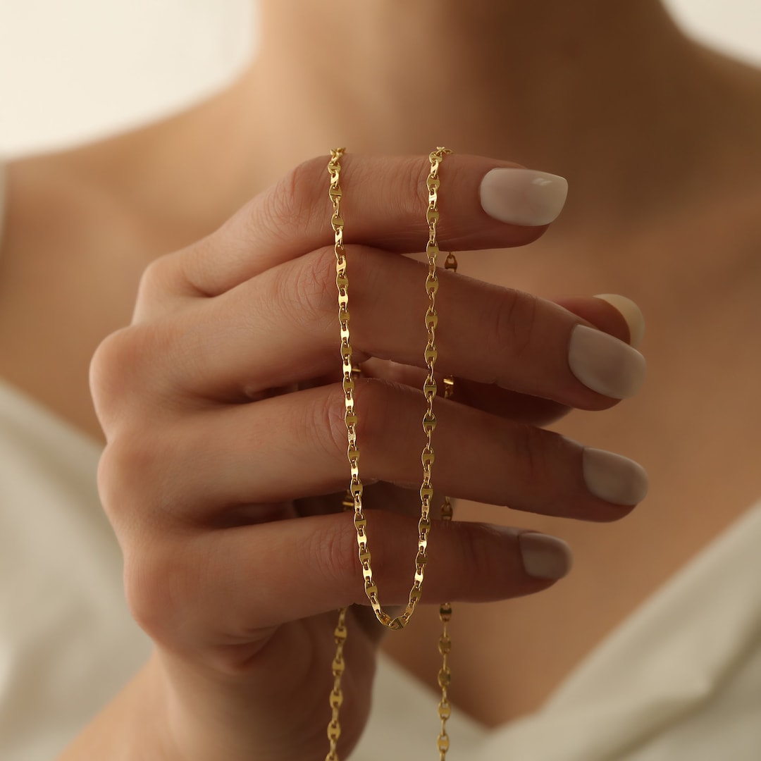 14k Gold Sparkle Chain Necklace, Chain Necklace in Gold Filled and