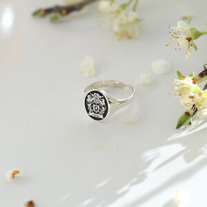 Sterling Silver Family Crest Ring-coat of Arms-custom Signet Ring ...