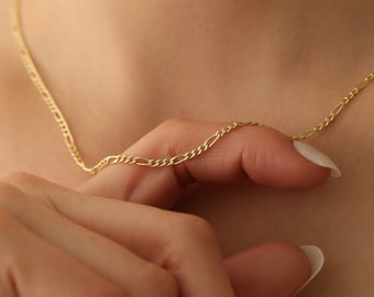 14K Gold Filled Figaro Chain Necklace, Dainty Link Chain, Minimalist Layering Necklace, Gift for Her