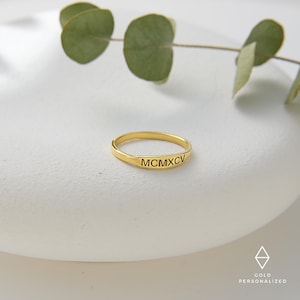 Dainty Roman Numerals Ring-Custom Wedding Band-Date Jewelry-Bridesmaid Gift-Personalized Gift-Personalized Ring-JX24