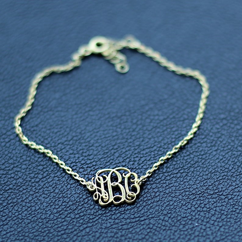 14k Gold Initial Bracelet-Letter Bracelet-Monogram Bracelet-Bridesmaid Gift-Personalized Bracelet-Personalized Jewelry-Gift For Her-JX14 image 2