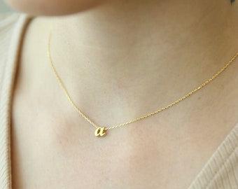 14k Gold Initial Necklace,Personalized Necklace, Letter Necklace,Initial Necklace,JX33